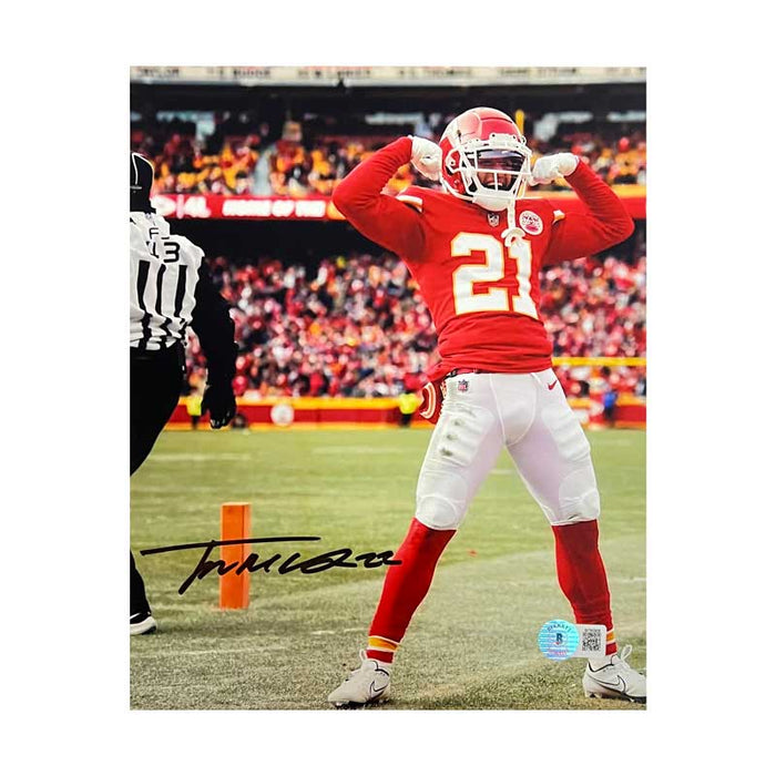 Trent McDuffie Signed Flexing in Red 8x10 Photo (Number 21)