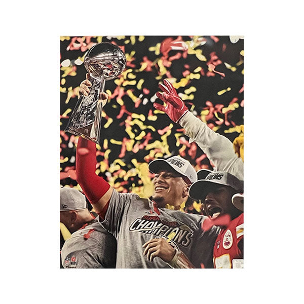 Patrick Mahomes Holding Trophy Unsigned  8x10 Photo